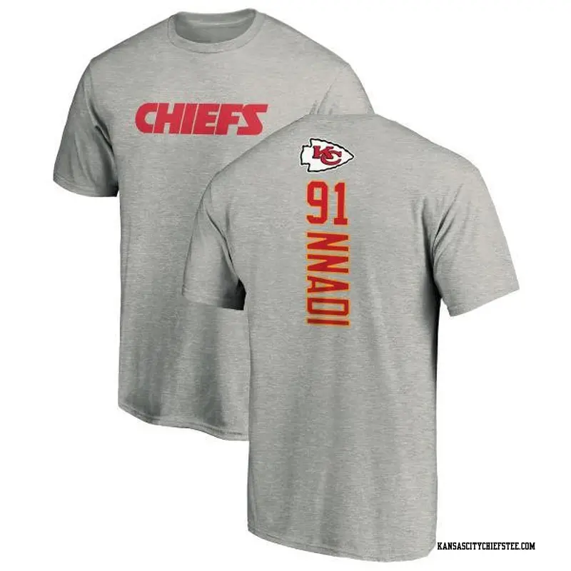 Men's Kansas City Chiefs ＃91 Derrick Nnadi Ash Backer T-Shirt