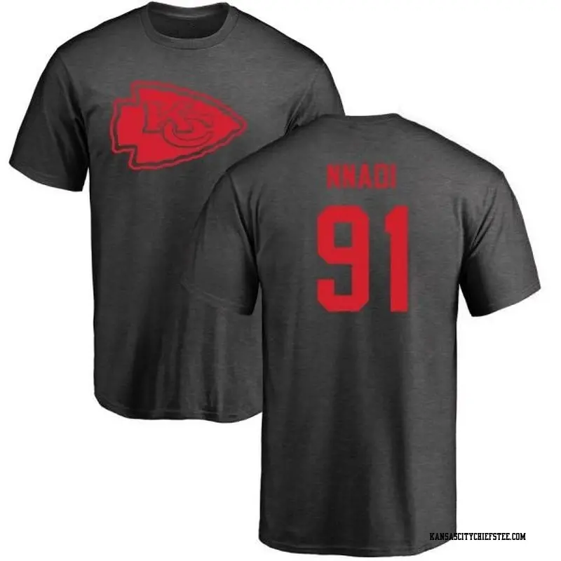 Men's Kansas City Chiefs ＃91 Derrick Nnadi Ash One Color T-Shirt