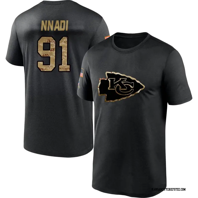 Men's Kansas City Chiefs ＃91 Derrick Nnadi Black 2020 Salute To Service Performance T-Shirt