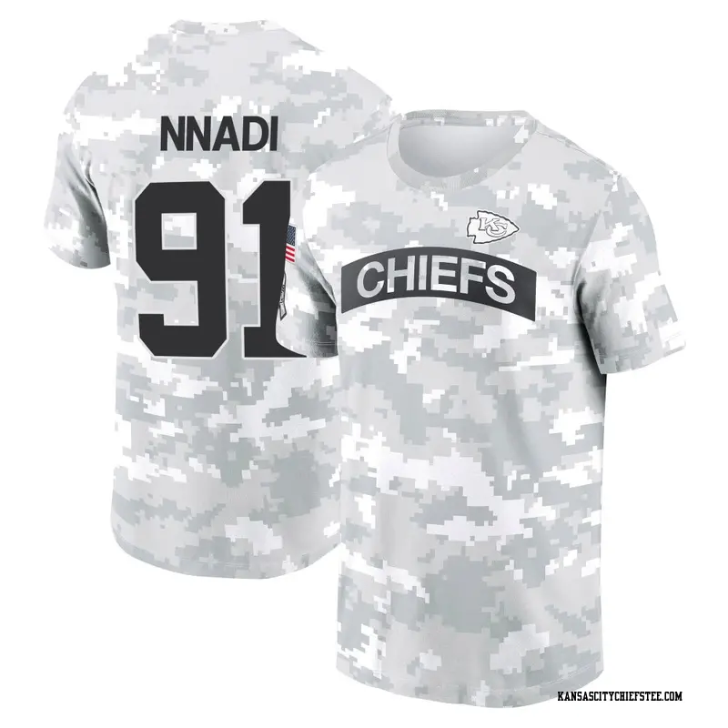 Men's Kansas City Chiefs ＃91 Derrick Nnadi Camo Arctic 2024 Salute to Service Performance T-Shirt