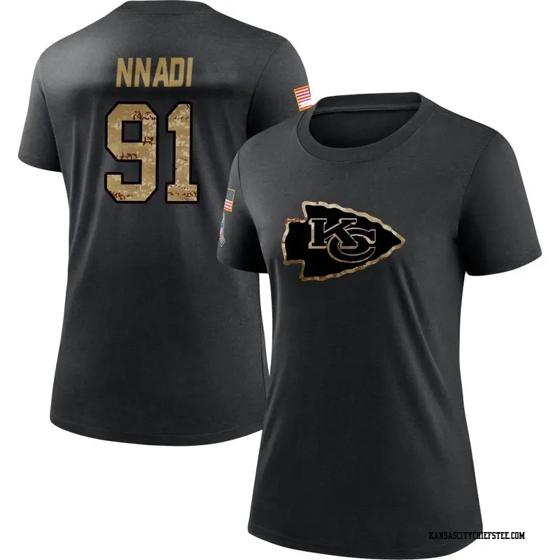 Women's Kansas City Chiefs ＃91 Derrick Nnadi Black 2020 Salute To Service Performance T-Shirt